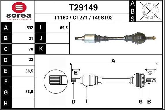 EAI T29149 - Albero motore / Semiasse autozon.pro