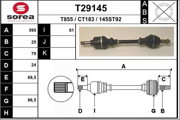 EAI T29145 - Albero motore / Semiasse autozon.pro