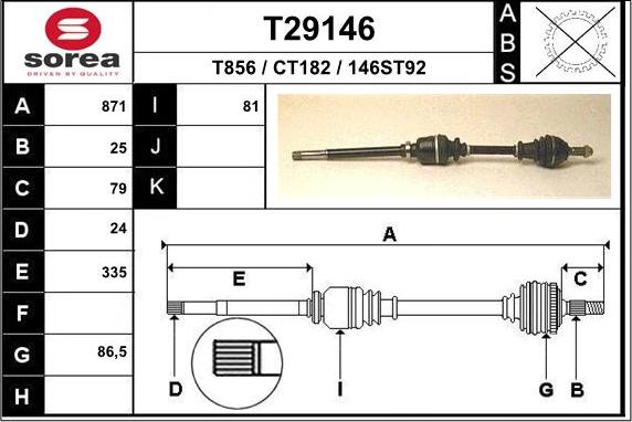 EAI T29146 - Albero motore / Semiasse autozon.pro