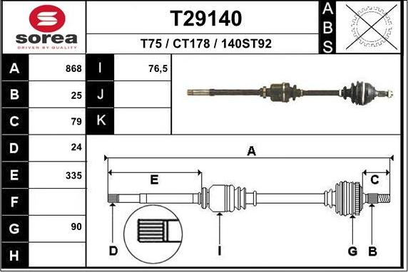 EAI T29140 - Albero motore / Semiasse autozon.pro