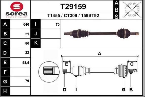 EAI T29159 - Albero motore / Semiasse autozon.pro