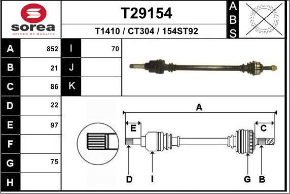 EAI T29154 - Albero motore / Semiasse autozon.pro