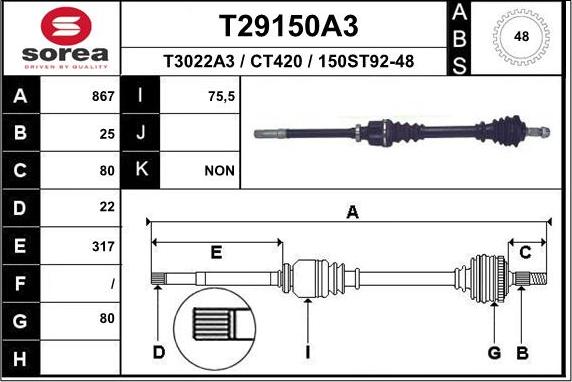 EAI T29150A3 - Albero motore / Semiasse autozon.pro