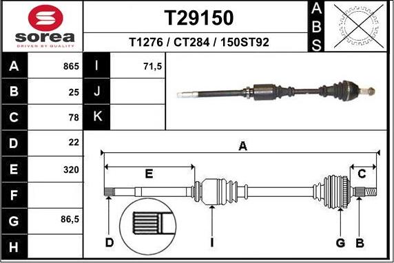 EAI T29150 - Albero motore / Semiasse autozon.pro