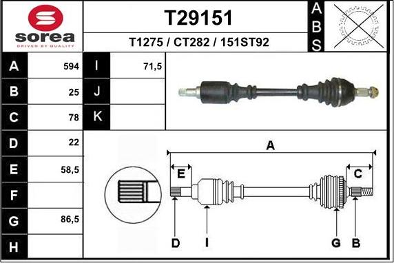 EAI T29151 - Albero motore / Semiasse autozon.pro