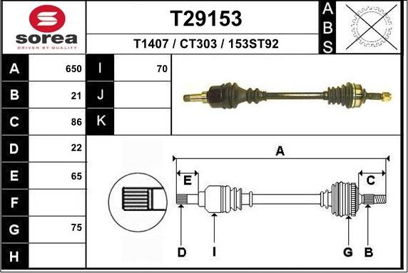 EAI T29153 - Albero motore / Semiasse autozon.pro