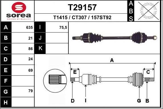 EAI T29157 - Albero motore / Semiasse autozon.pro