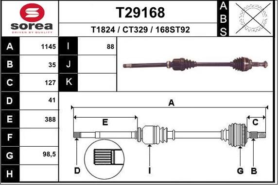 EAI T29168 - Albero motore / Semiasse autozon.pro