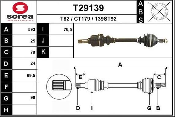 EAI T29139 - Albero motore / Semiasse autozon.pro