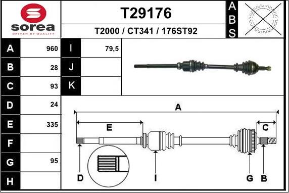 EAI T29176 - Albero motore / Semiasse autozon.pro