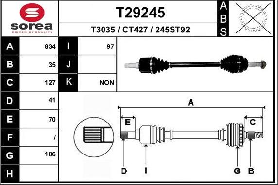 EAI T29245 - Albero motore / Semiasse autozon.pro