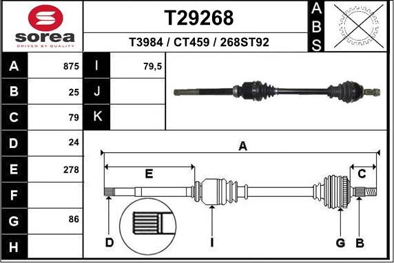 EAI T29268 - Albero motore / Semiasse autozon.pro