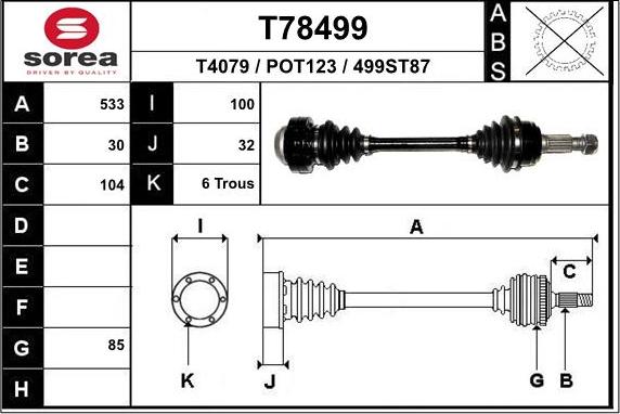 EAI T78499 - Albero motore / Semiasse autozon.pro