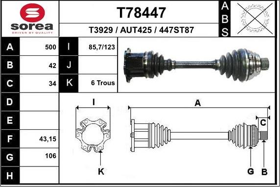 EAI T78447 - Albero motore / Semiasse autozon.pro