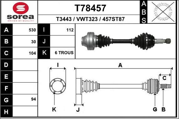 EAI T78457 - Albero motore / Semiasse autozon.pro