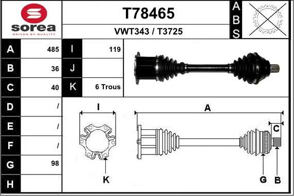 EAI T78465 - Albero motore / Semiasse autozon.pro