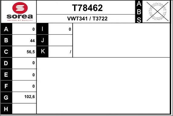 EAI T78462 - Albero motore / Semiasse autozon.pro