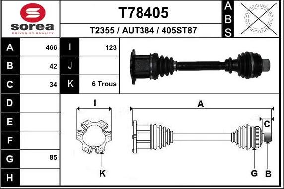 EAI T78405 - Albero motore / Semiasse autozon.pro