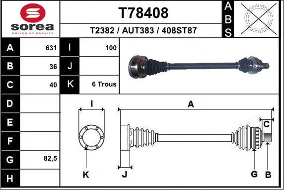 EAI T78408 - Albero motore / Semiasse autozon.pro