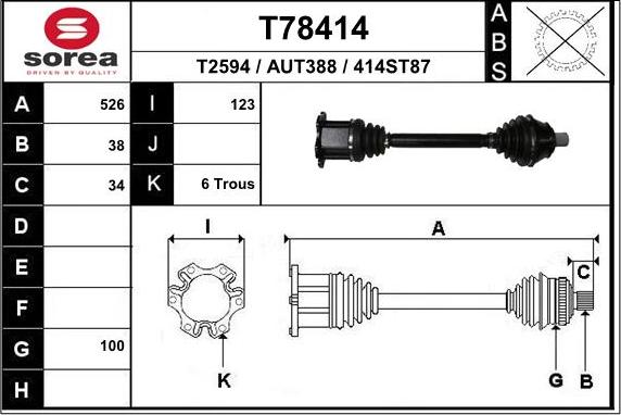 EAI T78414 - Albero motore / Semiasse autozon.pro