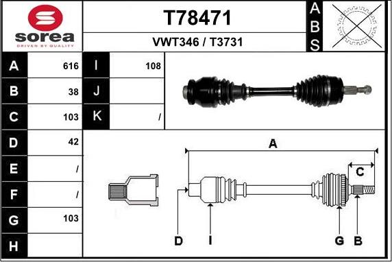 EAI T78471 - Albero motore / Semiasse autozon.pro