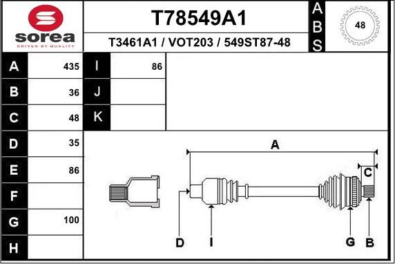 EAI T78549A1 - Albero motore / Semiasse autozon.pro