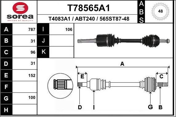 EAI T78565A1 - Albero motore / Semiasse autozon.pro