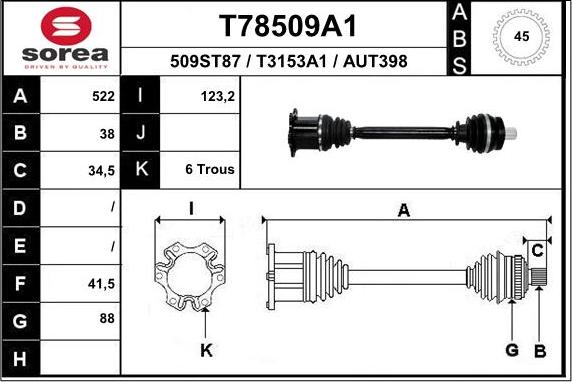 EAI T78509A1 - Albero motore / Semiasse autozon.pro