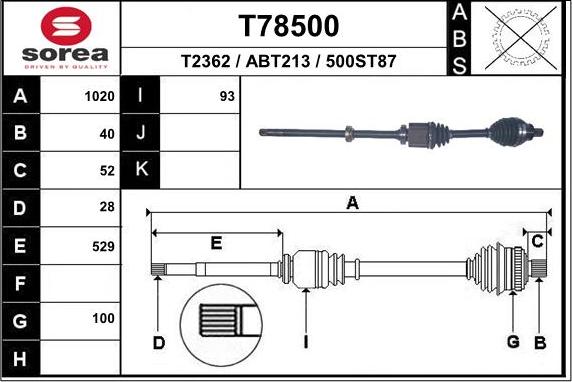 EAI T78500 - Albero motore / Semiasse autozon.pro