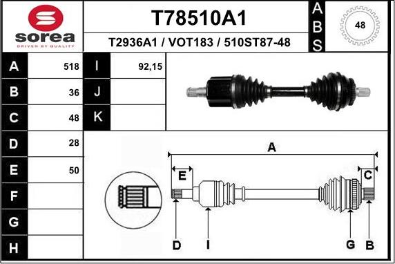 EAI T78510A1 - Albero motore / Semiasse autozon.pro