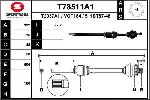 EAI T78511A1 - Albero motore / Semiasse autozon.pro