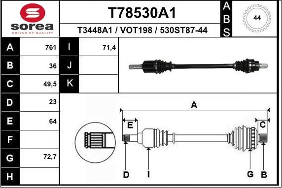 EAI T78530A1 - Albero motore / Semiasse autozon.pro