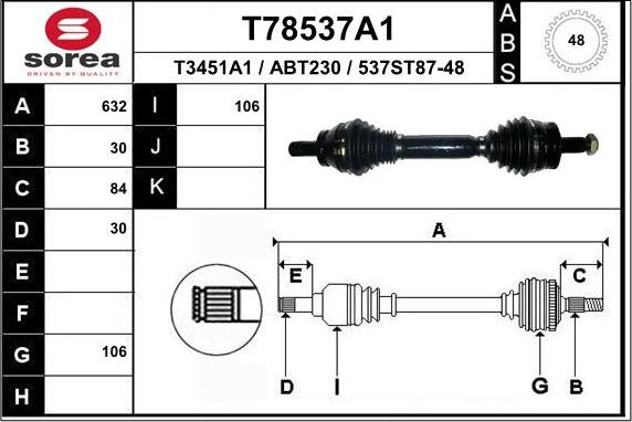 EAI T78537A1 - Albero motore / Semiasse autozon.pro