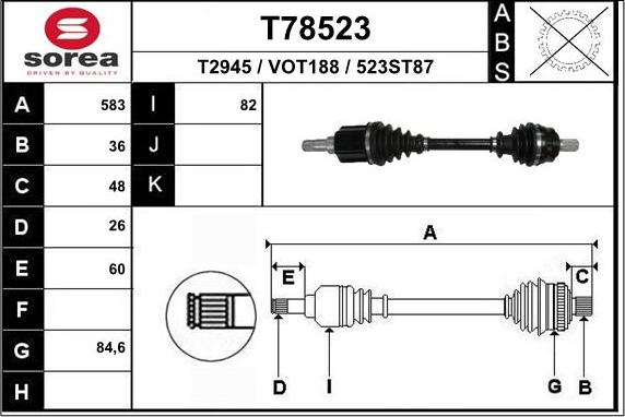 EAI T78523 - Albero motore / Semiasse autozon.pro