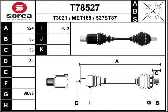 EAI T78527 - Albero motore / Semiasse autozon.pro