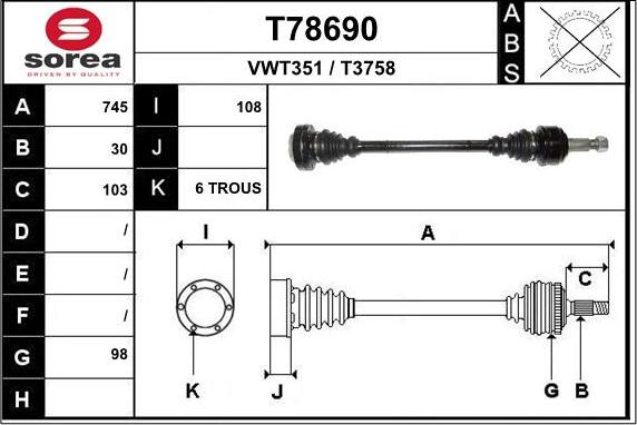 EAI T78690 - Albero motore / Semiasse autozon.pro