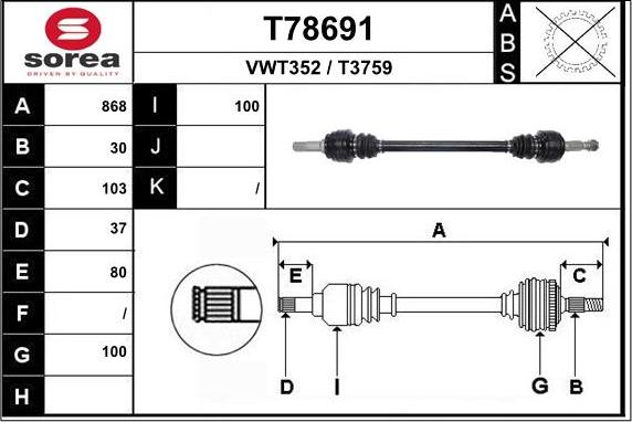 EAI T78691 - Albero motore / Semiasse autozon.pro