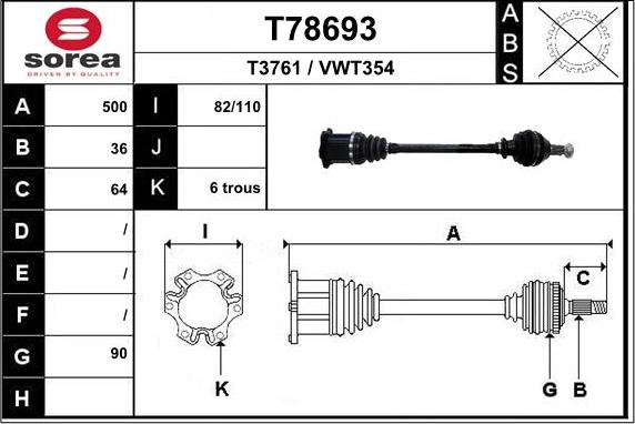 EAI T78693 - Albero motore / Semiasse autozon.pro