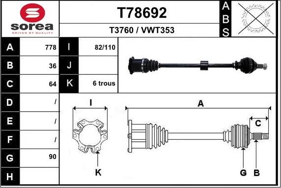 EAI T78692 - Albero motore / Semiasse autozon.pro