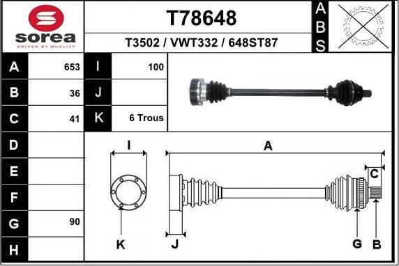 EAI T78648 - Albero motore / Semiasse autozon.pro