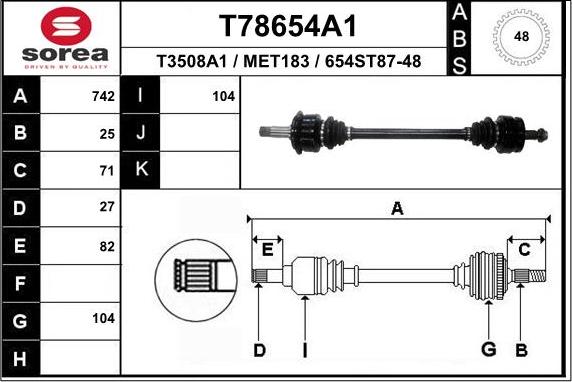 EAI T78654A1 - Albero motore / Semiasse autozon.pro