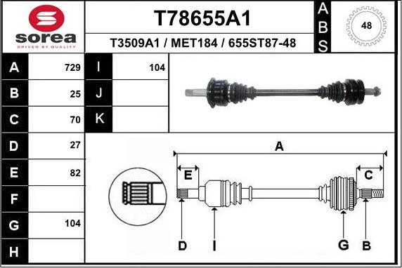 EAI T78655A1 - Albero motore / Semiasse autozon.pro