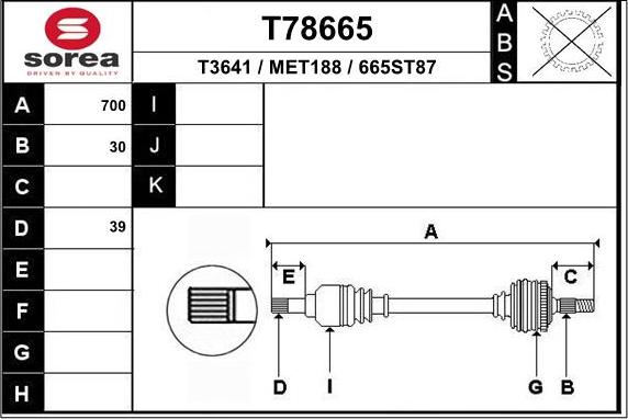 EAI T78665 - Albero motore / Semiasse autozon.pro