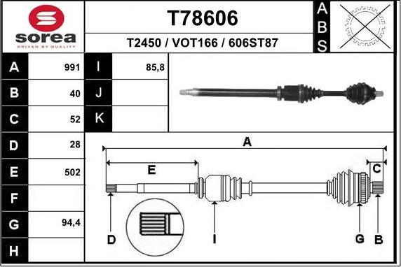 EAI T78606 - Albero motore / Semiasse autozon.pro