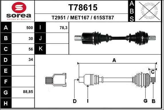 EAI T78615 - Albero motore / Semiasse autozon.pro