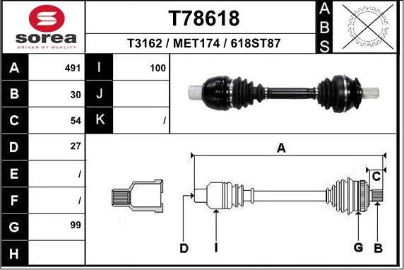 EAI T78618 - Albero motore / Semiasse autozon.pro