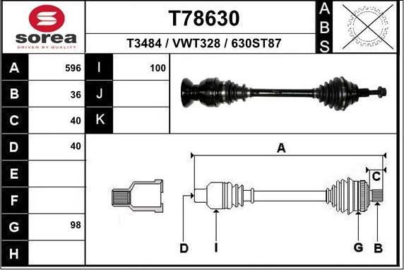 EAI T78630 - Albero motore / Semiasse autozon.pro