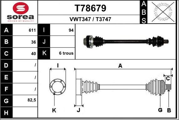 EAI T78679 - Albero motore / Semiasse autozon.pro