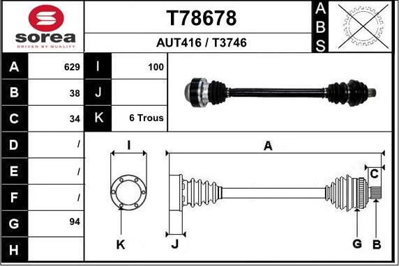 EAI T78678 - Albero motore / Semiasse autozon.pro