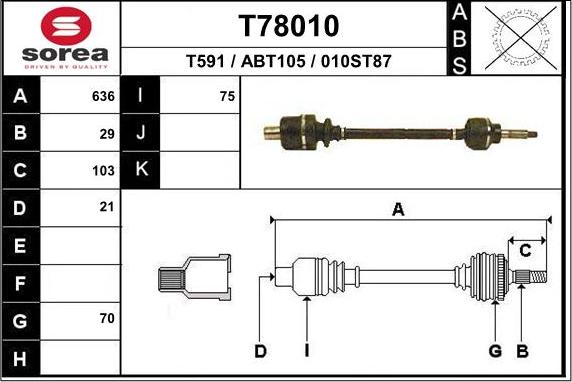 EAI T78010 - Albero motore / Semiasse autozon.pro